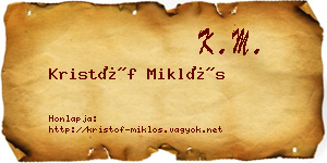 Kristóf Miklós névjegykártya